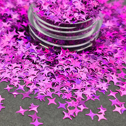 Purple Stars Holographic Glitter, 4-pointed Star Nail Art Glitter, Four Pointed Stars Glitter, Craft Supplies, Resin Supplies