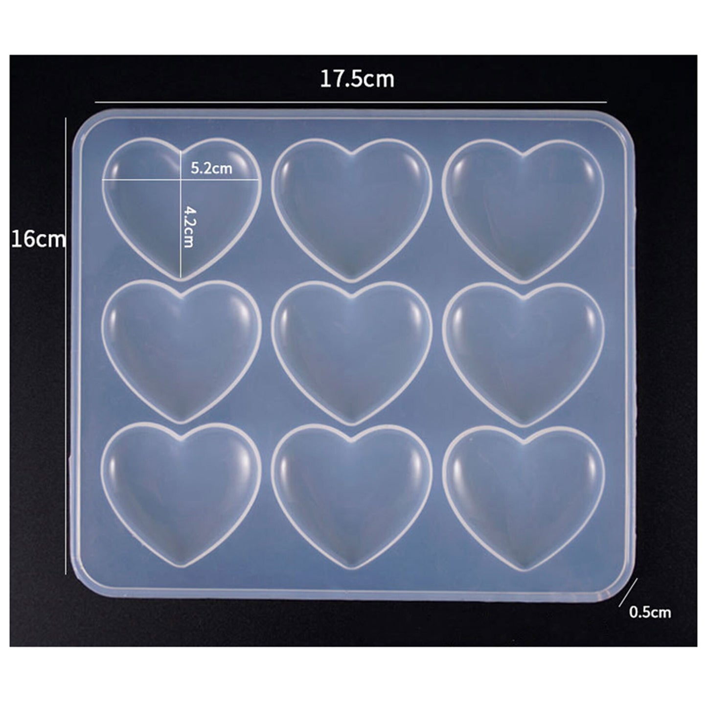 Puffy 9 Hearts Silicone Mould, Pocket Hug Hearts Mold, Keyring mold, Resin Mould, Pendant Mold, Rounded Hearts