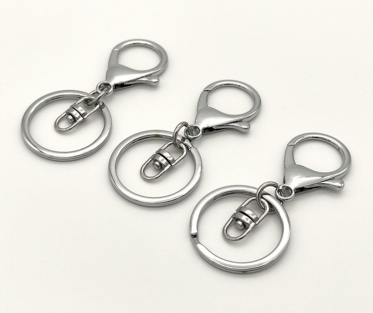 5 pcs Silver Keychain with Lobster Clasp and Swivel centre to add Charms & Beads, Large Keyring with swivel for Decorating, Bag, Purse FOB