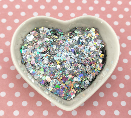 Silver Holographic Glitter Chunky Mix, Resin Supplies, Nail Art Glitter, Craft Supplies