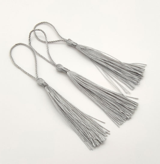 10 pcs Grey Bookmark Tassels, Silky Craft Tassels, Decorative Tassel Sewing, Tassle for Resin Bookmarks