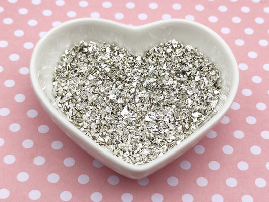 20g/50g Silver Crushed Glass Chips Beads, No Hole, Broken Glass Stones Crystals, UV Epoxy Resin Filler, Nail Art Decoration, Glass Gravel