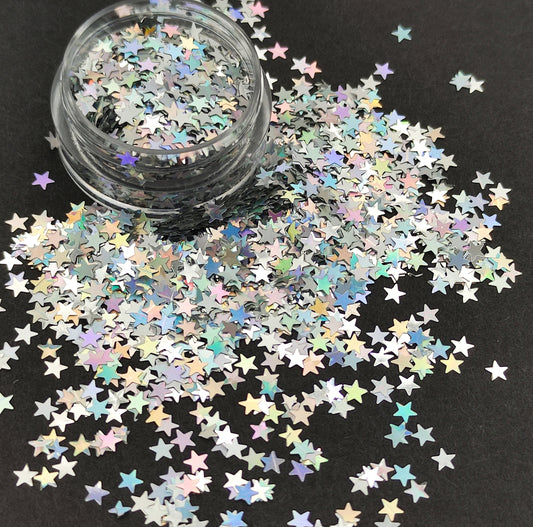 Silver Stars Holographic Glitter, Stars Nail Art Glitter, Star Glitter, Craft Supplies, Resin Supplies