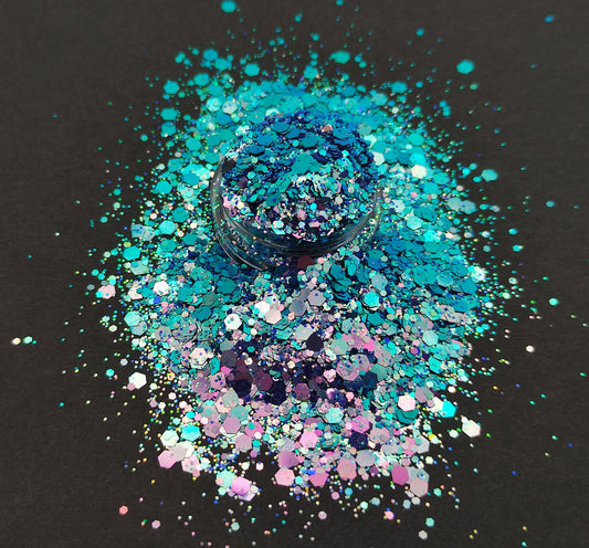 Chameleon Chunky Glitter, Colour Shift Glitter, Blue/Turquoise to Light Pink/Purple, Resin Supplies, Craft Supplies, Nail Art Glitter