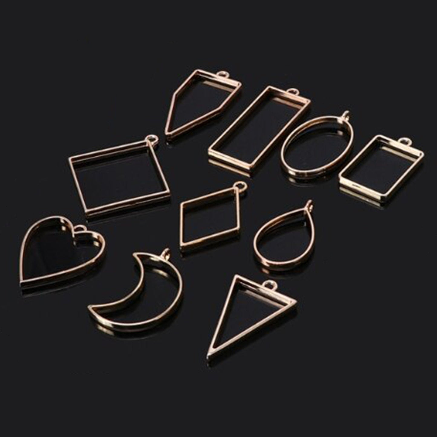 10 pcs Open Back Bezel Geometric Mix Gold for Epoxy Resin or UV Resin, Pendant Frames Jewellery pendant, Craft Supplies, Resin Supplies