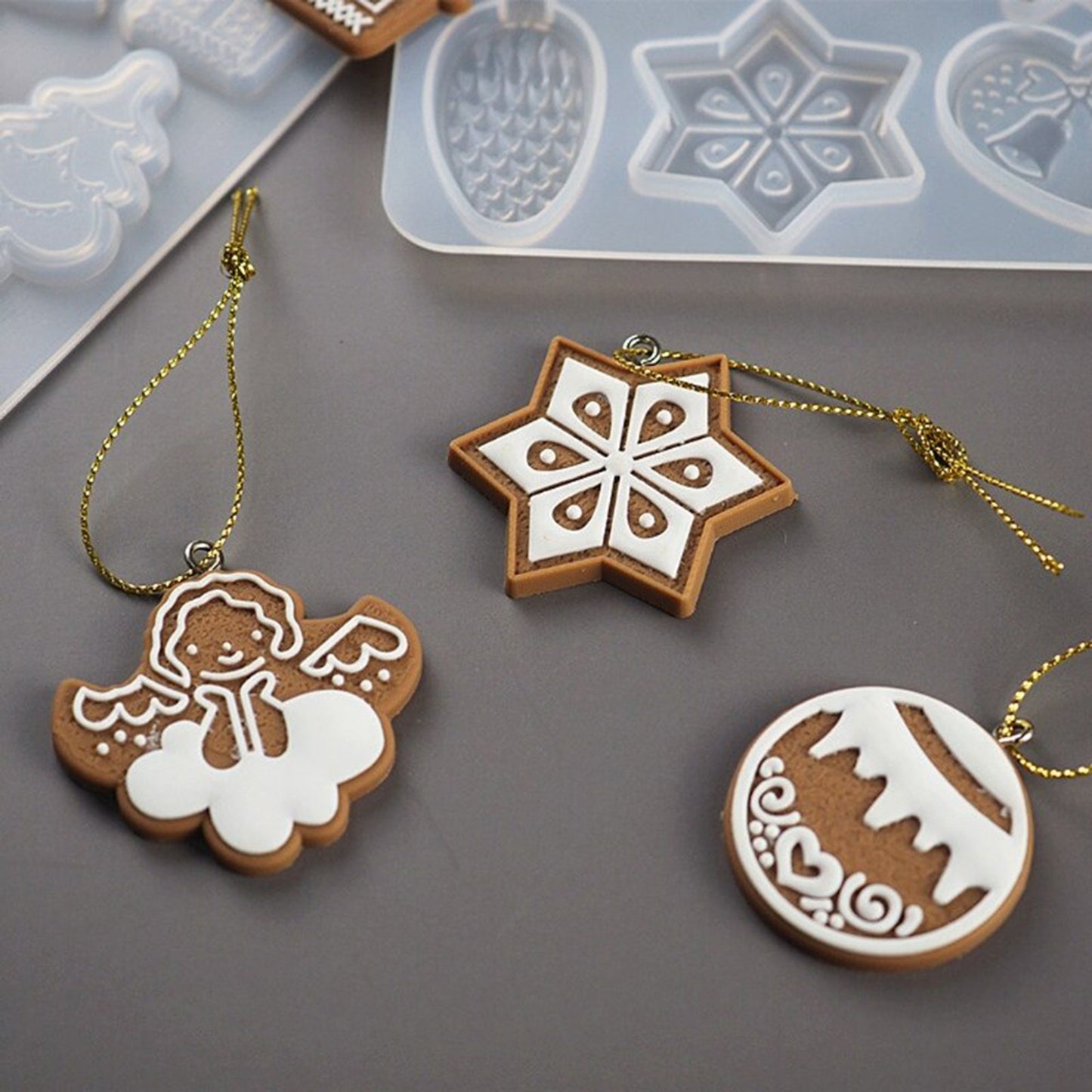 Christmas Pendant Silicone Mould, Christmas Tree Pendant Mold, Ornament Jewellery Polymer Clay Tool, Snowflake Chocolate Candy Mold