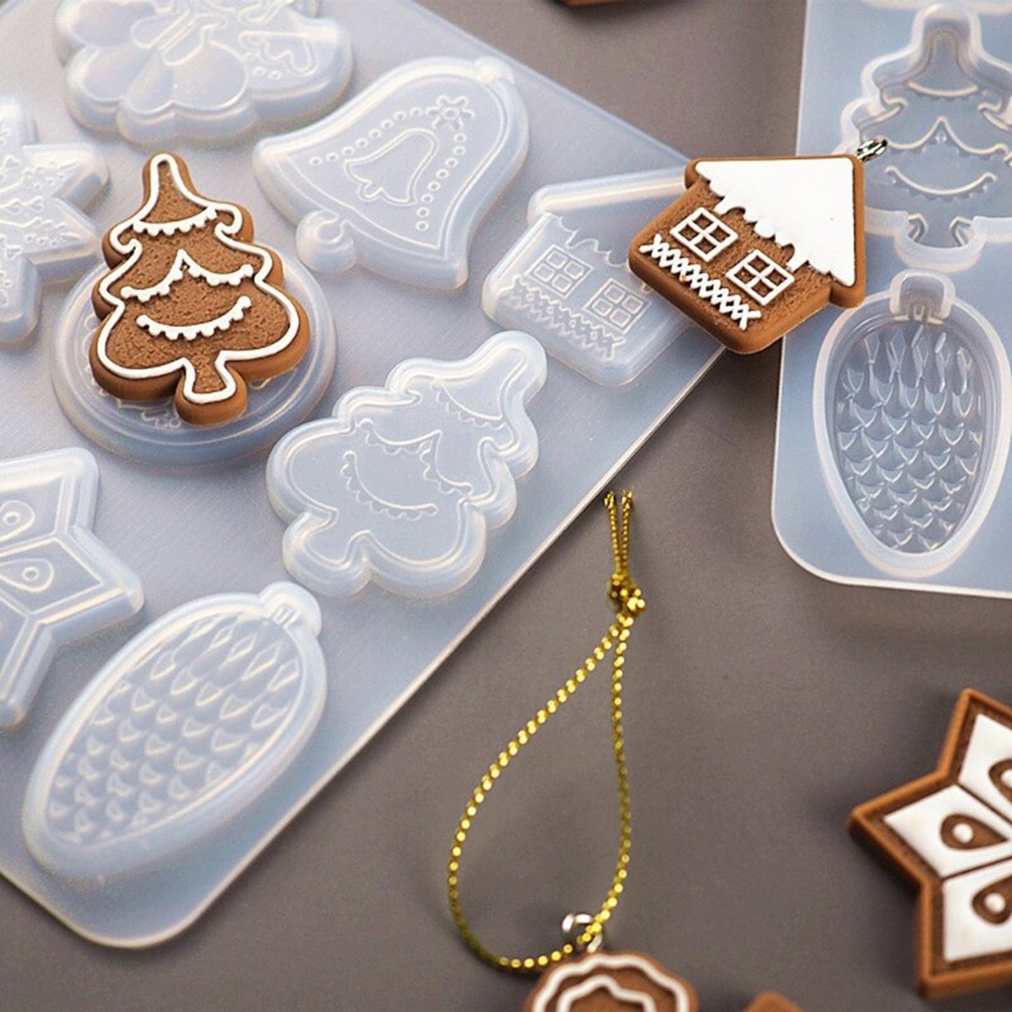 Christmas Pendant Silicone Mould, Christmas Tree Pendant Mold, Ornament Jewellery Polymer Clay Tool, Snowflake Chocolate Candy Mold