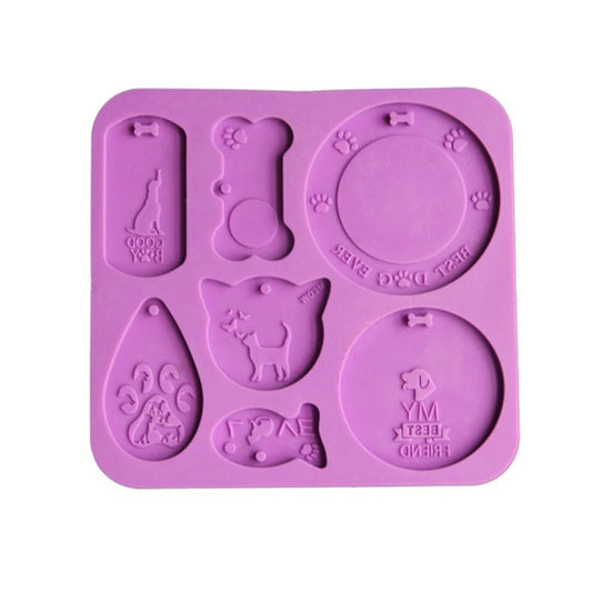 Dog Tag Keychain Silicone Mould, Cat Tag Epoxy Resin Pendant Mold, Pet Tag Mold, Animal Craft Mold, Polymer Clay Mold, Shiny Keychain Mold