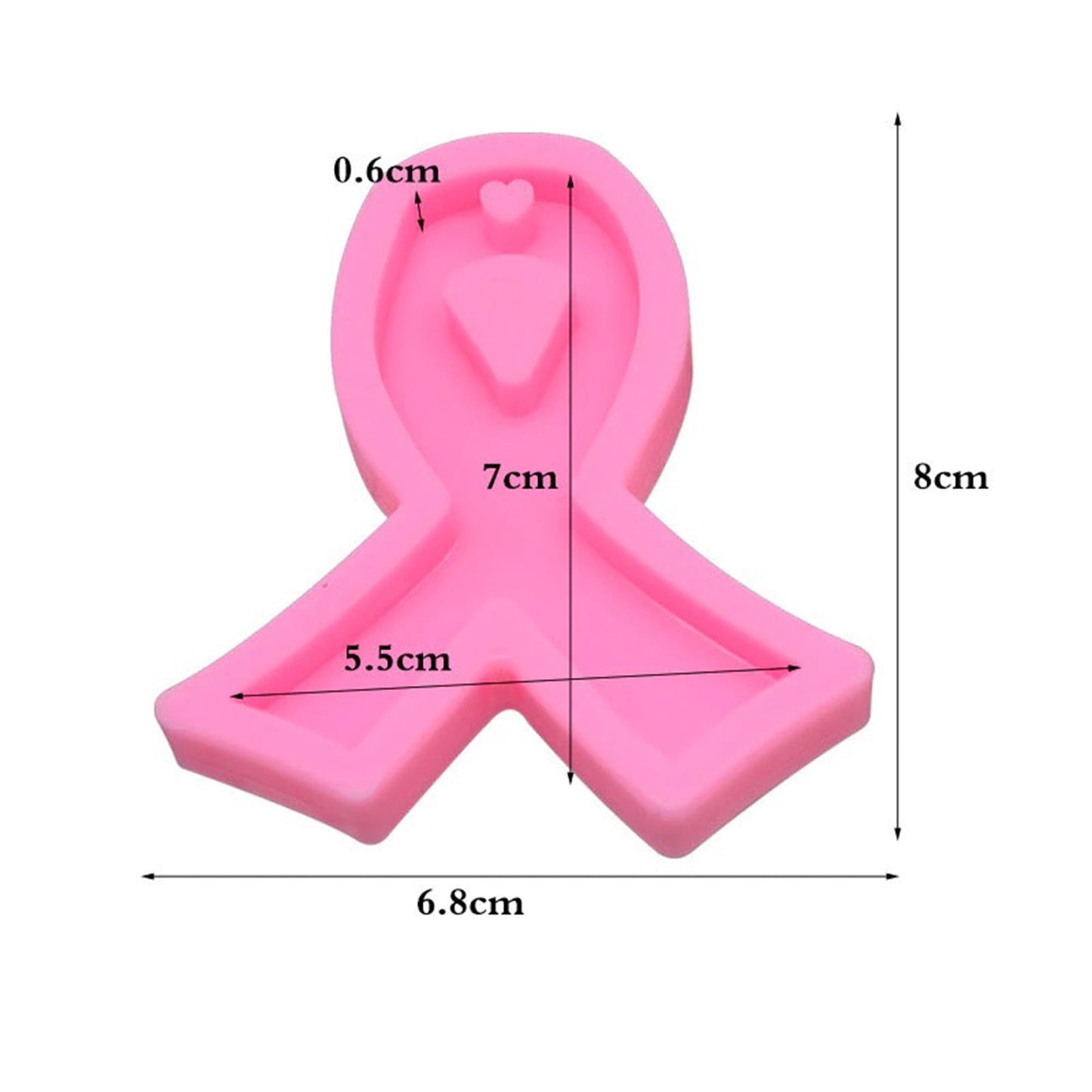 Awareness Keychain Silicone Mould for Resin, Breast Cancer Ribbon Keychain Silicone Mold, Epoxy Resin Pendant Mold, Polymer Clay Mold