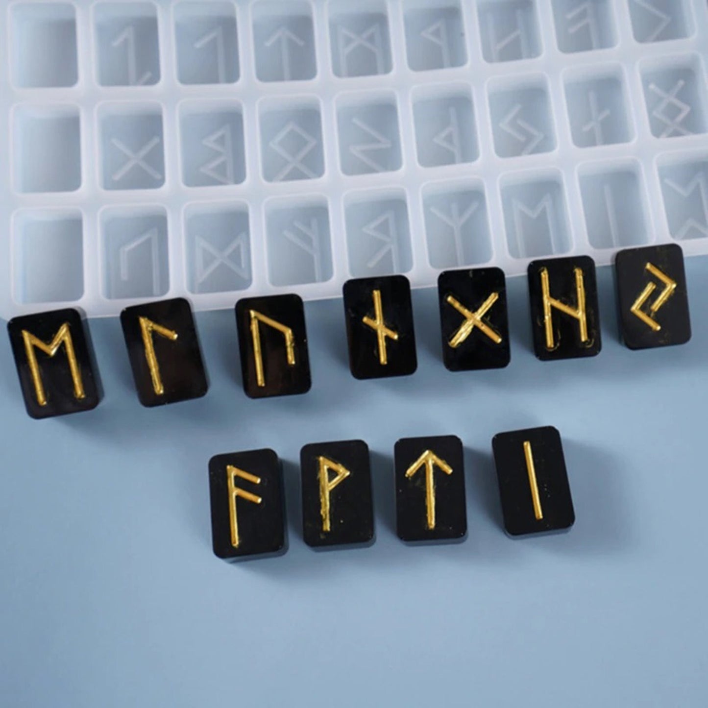 Viking Runes Epoxy Resin Pendant Mold, Runic Alphabets Silicone Mould, Runes Jewellery Polymer Clay Tool, Viking Runes Stone