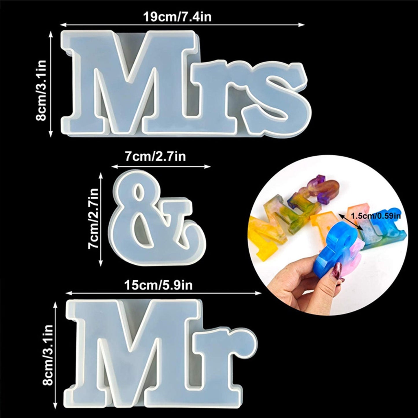 Mr and Mrs Silicone Mould Set, Epoxy Resin Wedding Decor mould Mold, Couple Silicone Resin Moulds, Marriage Decour Molds, Resin Supplies