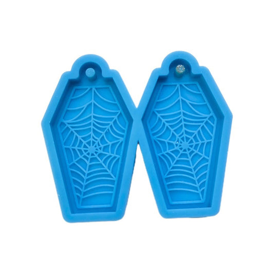 Coffin Earring Silicone Mold, Spider Web Coffin Epoxy Resin Pendant Mould, Halloween Mold, Coffin Shape Mould, Spider Web Halloween Mold