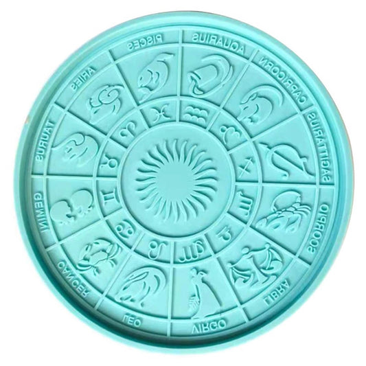 Zodiac Sign Tray Silicone Mould, 12 Constellation Tray Mold, Zodiac Horoscope Round Tray Epoxy Resin, 12 Astrology Signs