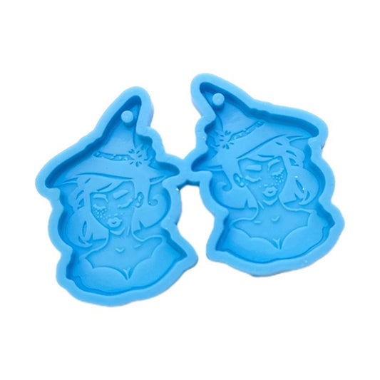 Cute Witch Earring Silicone Mold, Halloween Epoxy Resin Earring Mold, Spooky Jewellery Mould, Halloween Witch Mold, Resin Supplies