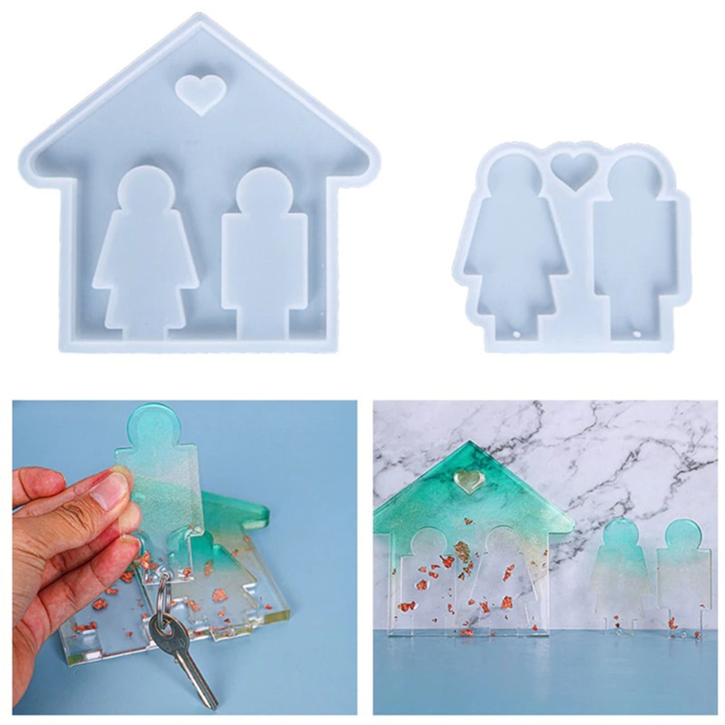 His and Hers House Keychain Silicone Mold, Mr and Mrs Silicone Mould Set, Epoxy Resin Wedding Decor mould Mold, Resin Supplies