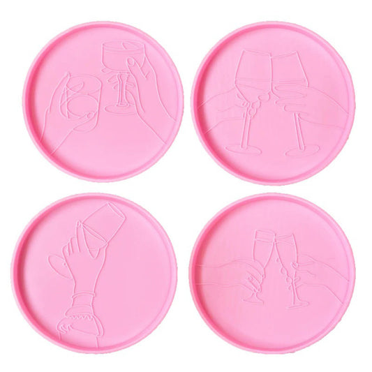 Wine Glass Coaster Silicone Mould, Cheers Epoxy Resin Coaster Mold, Friendship Cheers Coaster Silicone Resin Mould, Resin Supplies