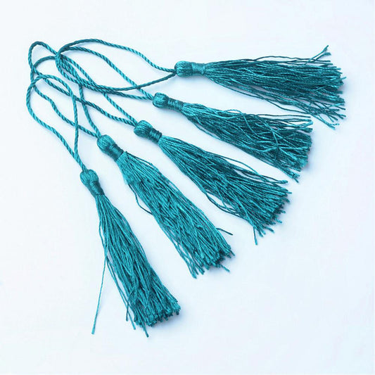 10 pcs Teal Bookmark Tassels, Silky Craft Tassels, Decorative Tassel Sewing, Tassle for Resin Bookmarks