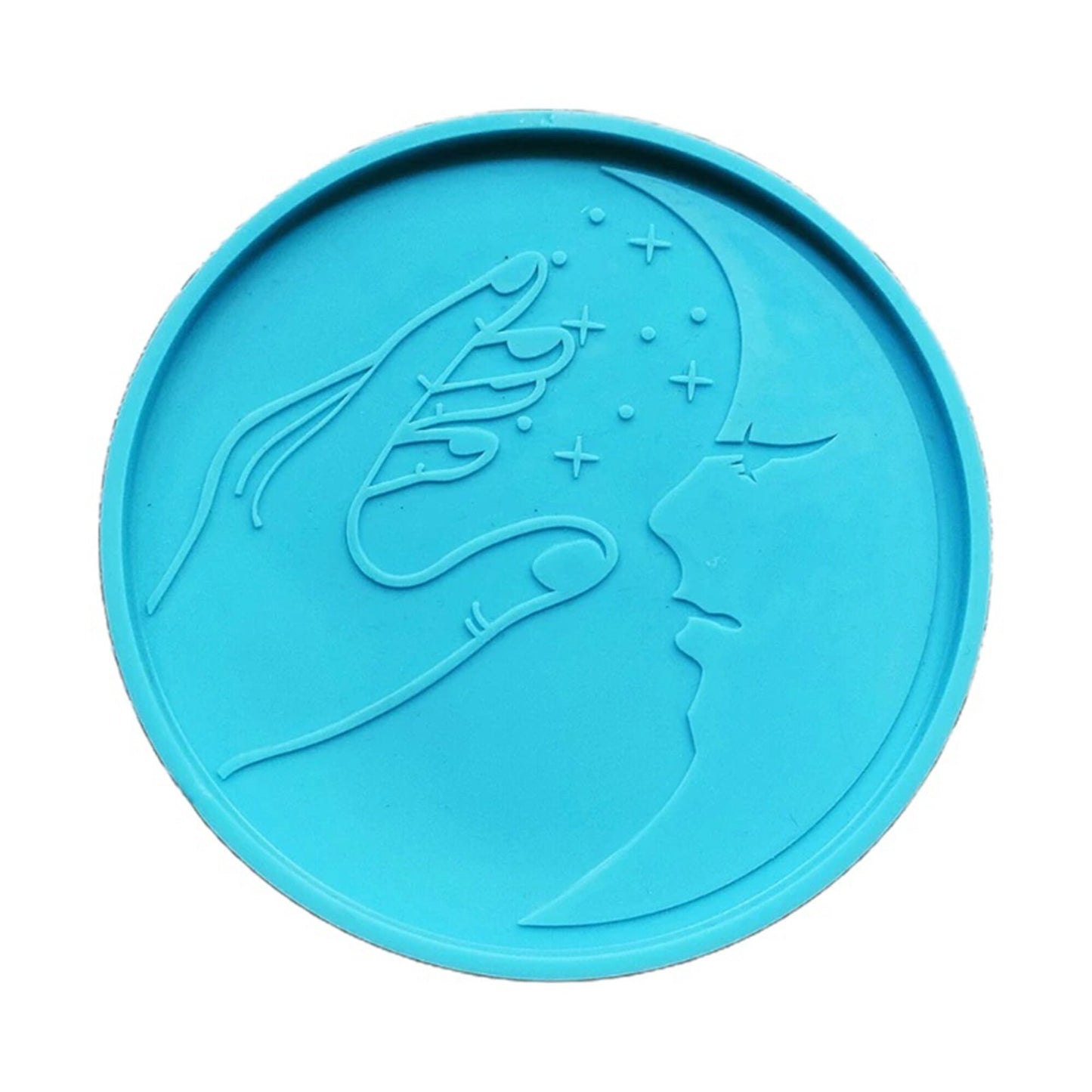 Moon Coaster Silicone Mould, Hand and Moon Epoxy Resin Coaster Mold, Night Sky Silicone Resin Mould, Resin Supplies