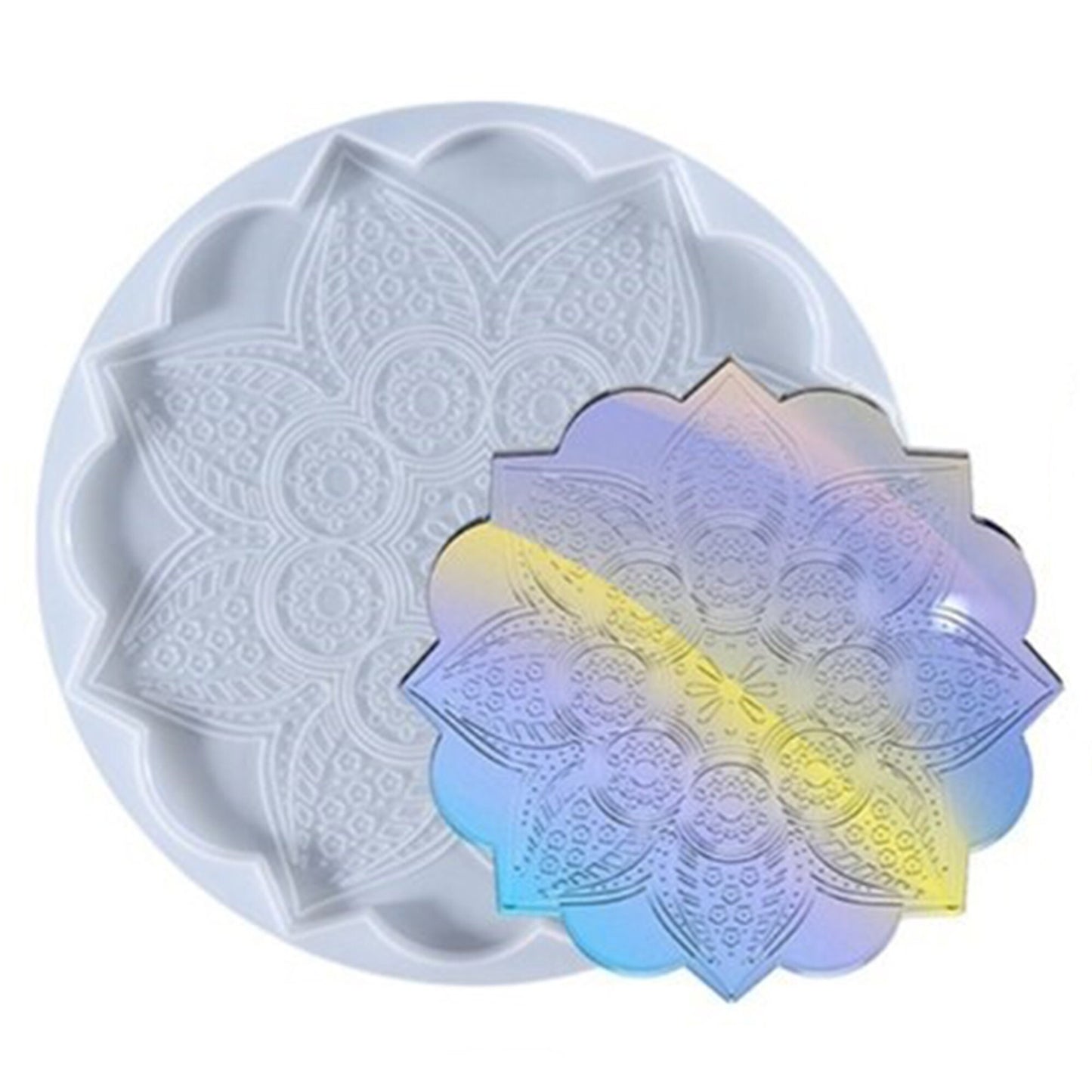 Large 20cm Mandala Tray Silicone Mould, Epoxy Resin Mandala Coaster Mold, Mandala Silicone Resin Mould, Resin Supplies