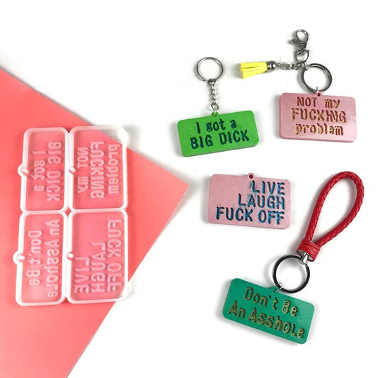 Funny, (18 rated!), Offensive Keychain Silicone Mould, Offensive Words Keyring Mold, Swearing Keychain Silicone Molds, Resin Supplies Moulds