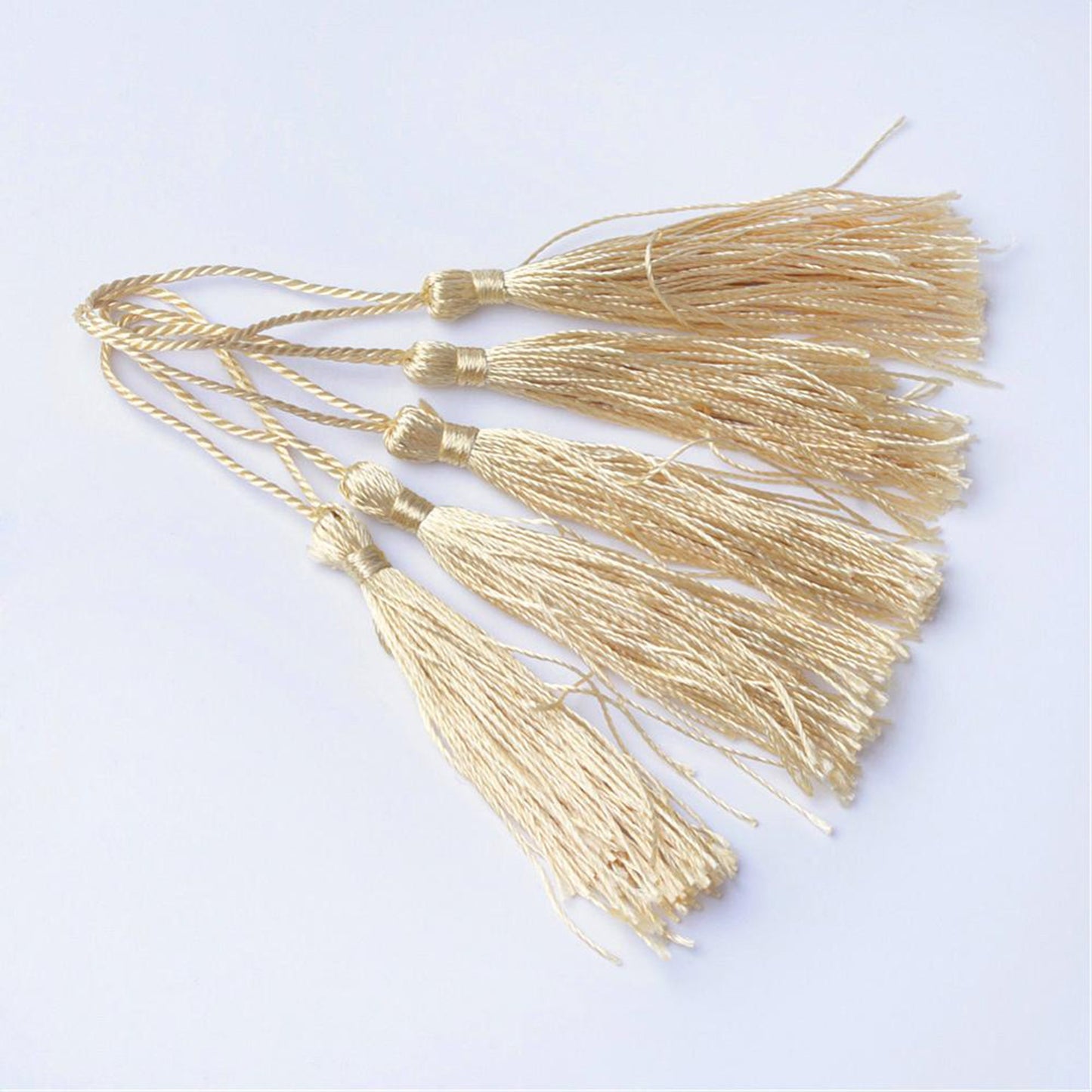 10 pcs Cream Bookmark Tassels, Silky Craft Tassels, Decorative Tassel Sewing, Tassle for Resin Bookmarks