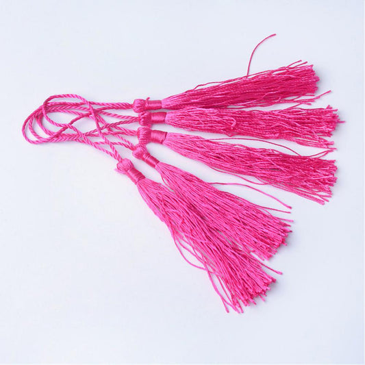 10 pcs Deep Pink Bookmark Tassels, Silky Craft Tassels, Decorative Tassel Sewing, Tassle for Resin Bookmarks