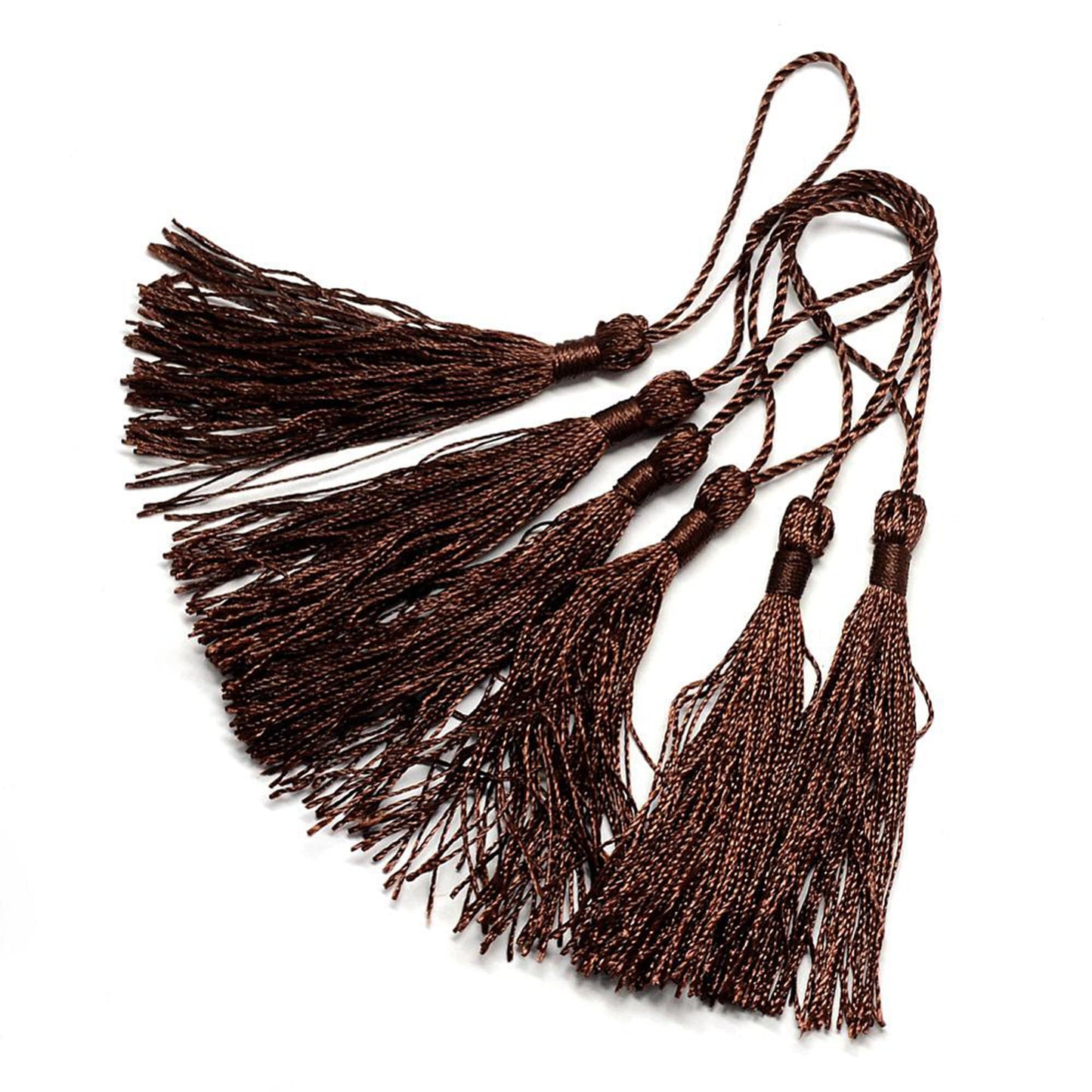 10 pcs Coconut Brown Bookmark Tassels, Silky Craft Tassels, Decorative Tassel Sewing, Tassle for Resin Bookmarks