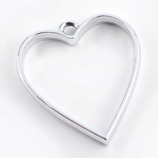 10 pcs Open Back Heart Resin Bezel Jewellery pendant, UV resin pendant bezel