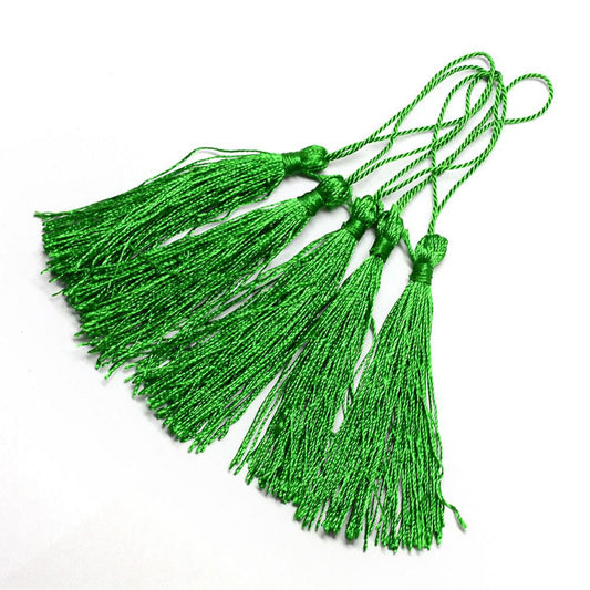 10 pcs Green Bookmark Tassels, Silky Craft Tassels, Decorative Tassel Sewing, Tassle for Resin Bookmarks