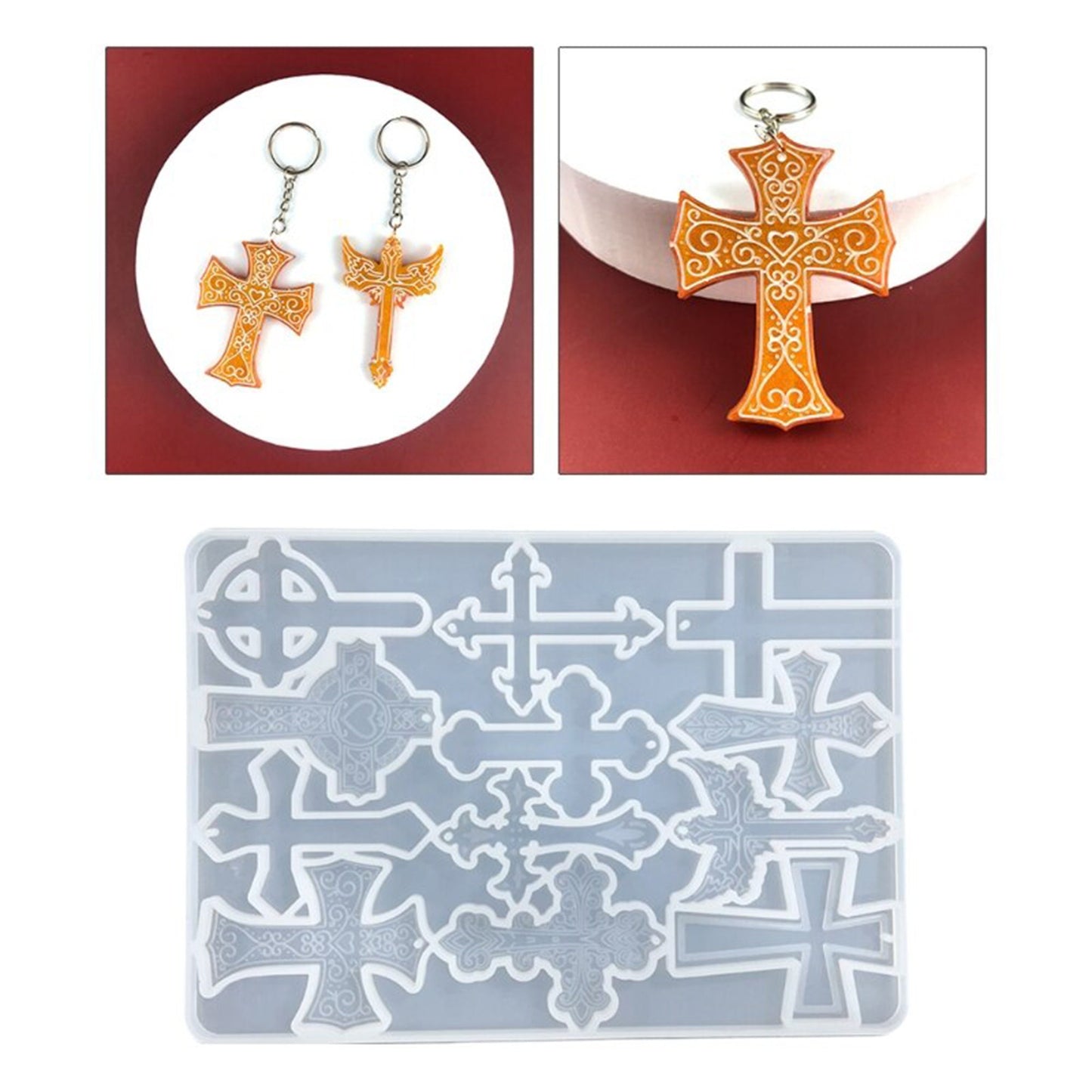 Cross Pendant Silicone Mould, Crosses Pendant or Keychain Molds, Epoxy Resin Pendant Mold, Cross UV Resin Mold. Resin Supplies