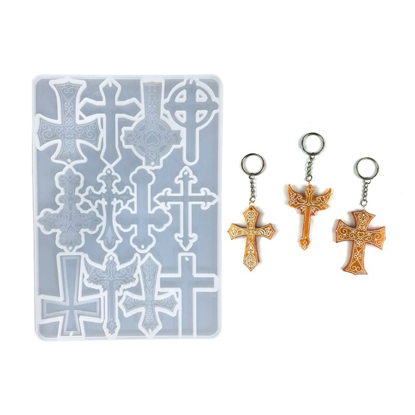 Cross Pendant Silicone Mould, Crosses Pendant or Keychain Molds, Epoxy Resin Pendant Mold, Cross UV Resin Mold. Resin Supplies