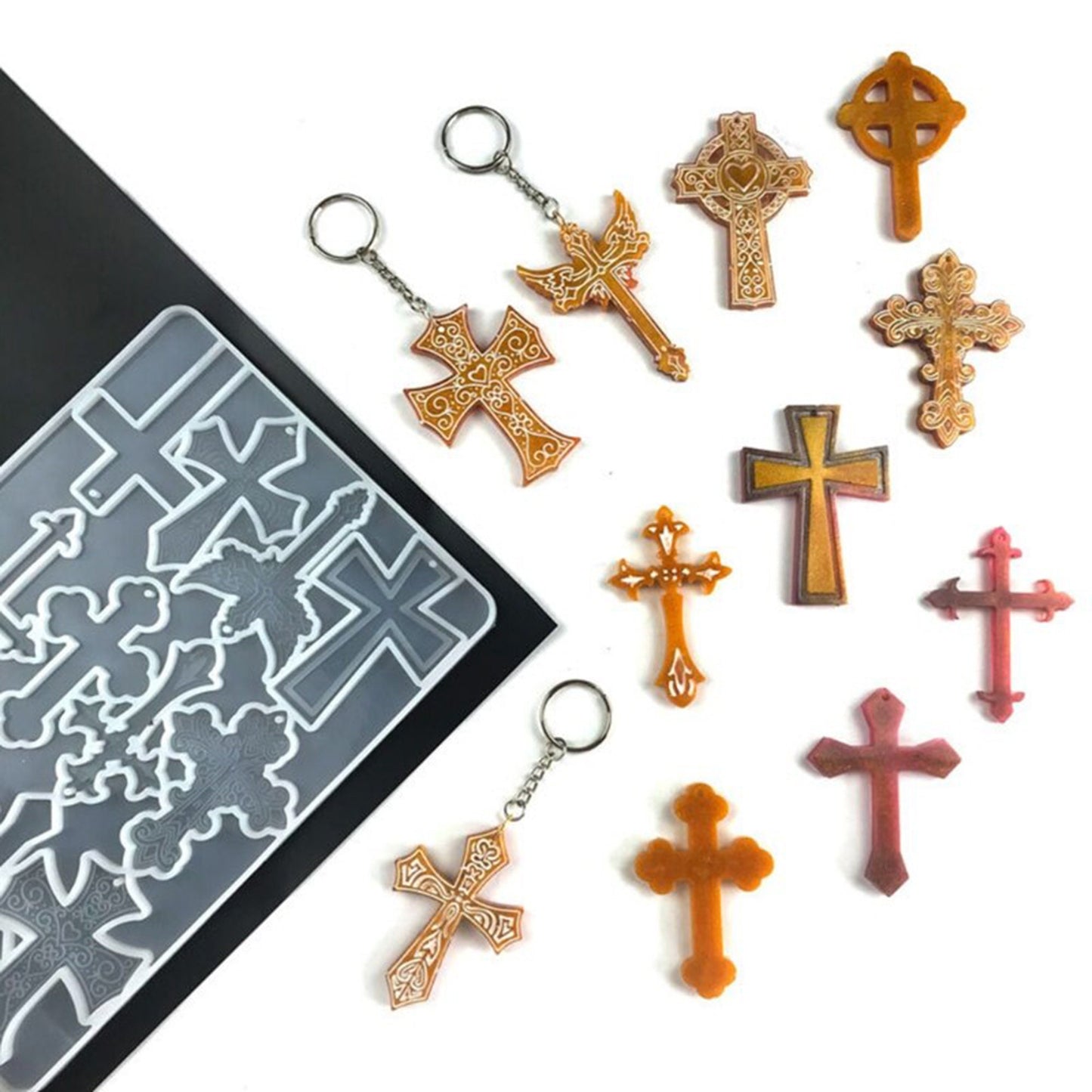 Cross Pendant Silicone Mould, Crosses Pendant or Keychain Molds, Epoxy Resin Pendant Mold, Cross UV Resin Mold. Resin Supplies