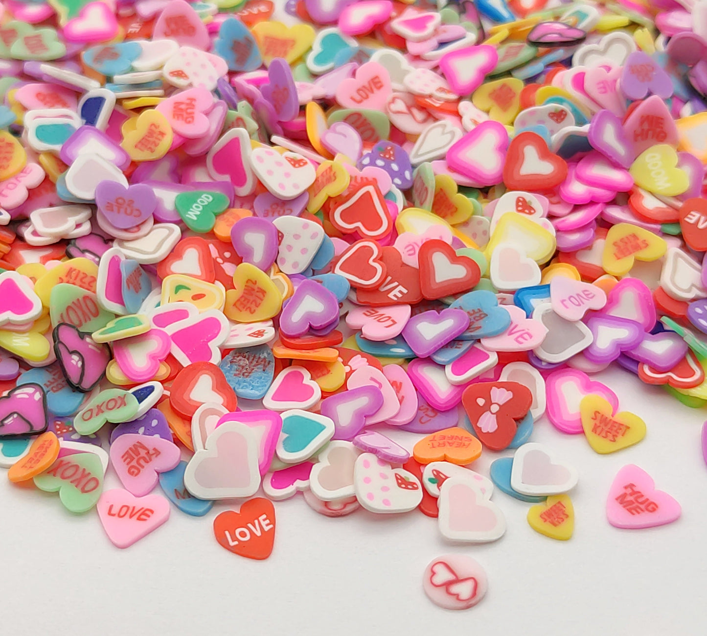 10g/20g Sweet Heart Mix Clay Fimo Slices, Hearts Resin Craft Supplies, Nail Art, Polymer Clay Slices, Slime Supplies, Resin Supplies