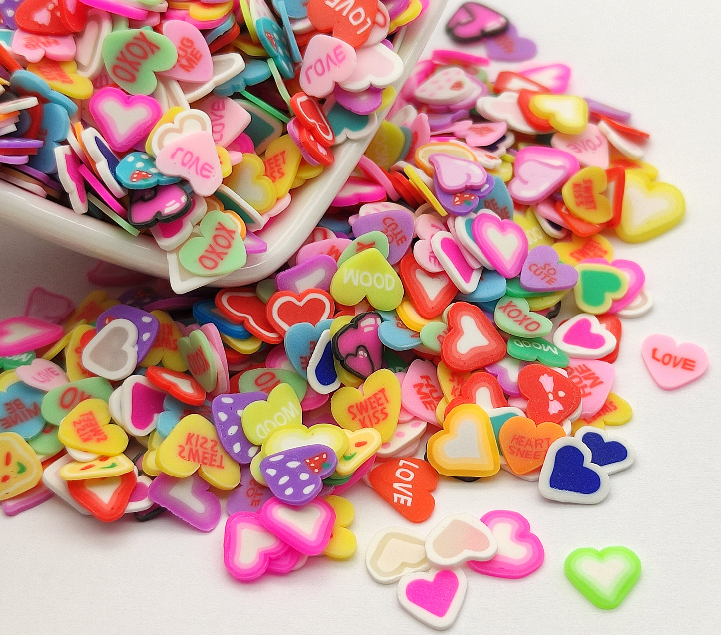 10g/20g Sweet Heart Mix Clay Fimo Slices, Hearts Resin Craft Supplies, Nail Art, Polymer Clay Slices, Slime Supplies, Resin Supplies