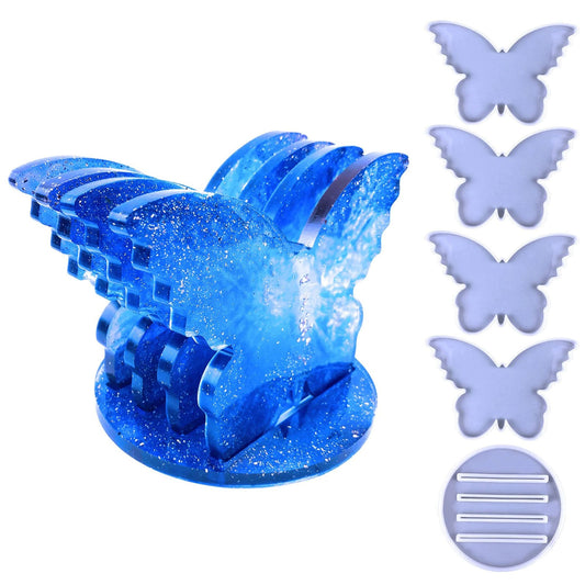 Butterfly Coaster Set with Holder Silicone Mould, Coaster Set Silicone Molds, Coaster Silicone Mold, Coaster and Base Stand Silicone Moulds