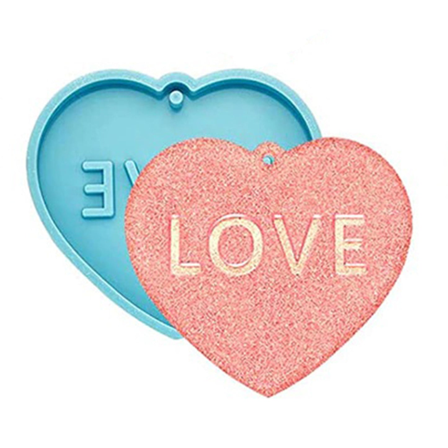 Love Heart Keychain Silicone Mould, Epoxy Resin Pendant Mold, Love Heart Mold, Polymer Clay Mold, Shiny Keyring Mold, Resin Supplies