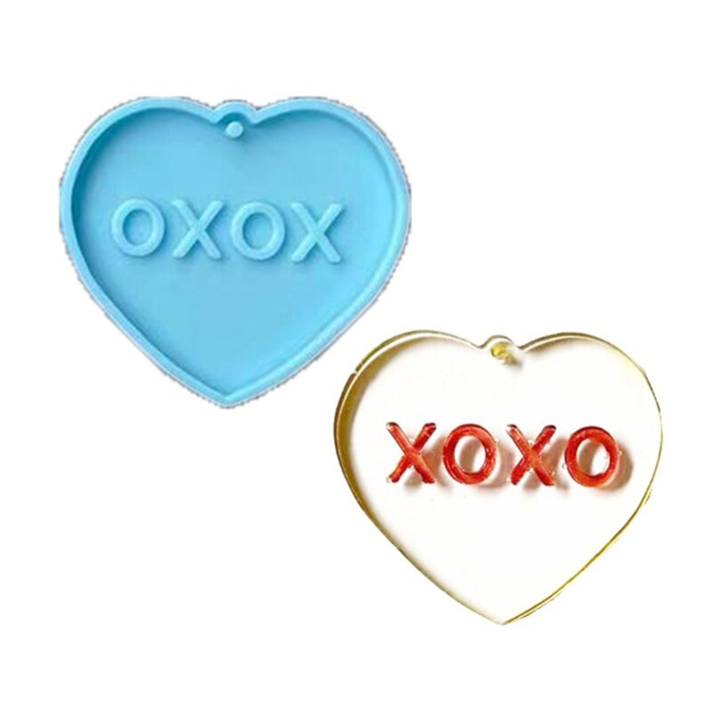 Heart Keychain Silicone Mould, Epoxy Resin Pendant Mold, XOXO Heart Mold, Polymer Clay Mold, Shiny Keyring Mold, Resin Supplies