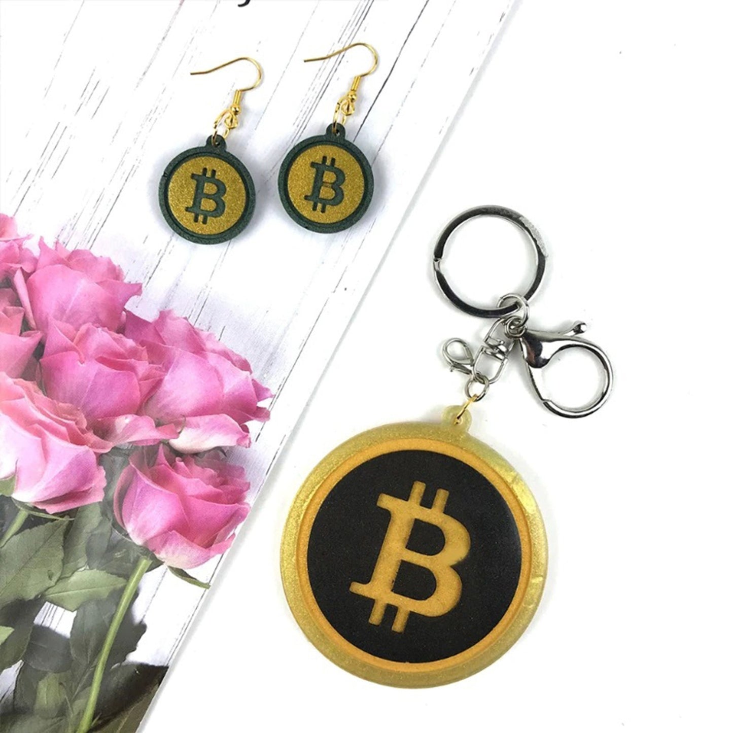 Bitcoin Keychain or Earrings Silicone Mould for Resin, Keychain Silicone Mold, Epoxy Resin Pendant Mold, Polymer Clay Mold, Resin Supply