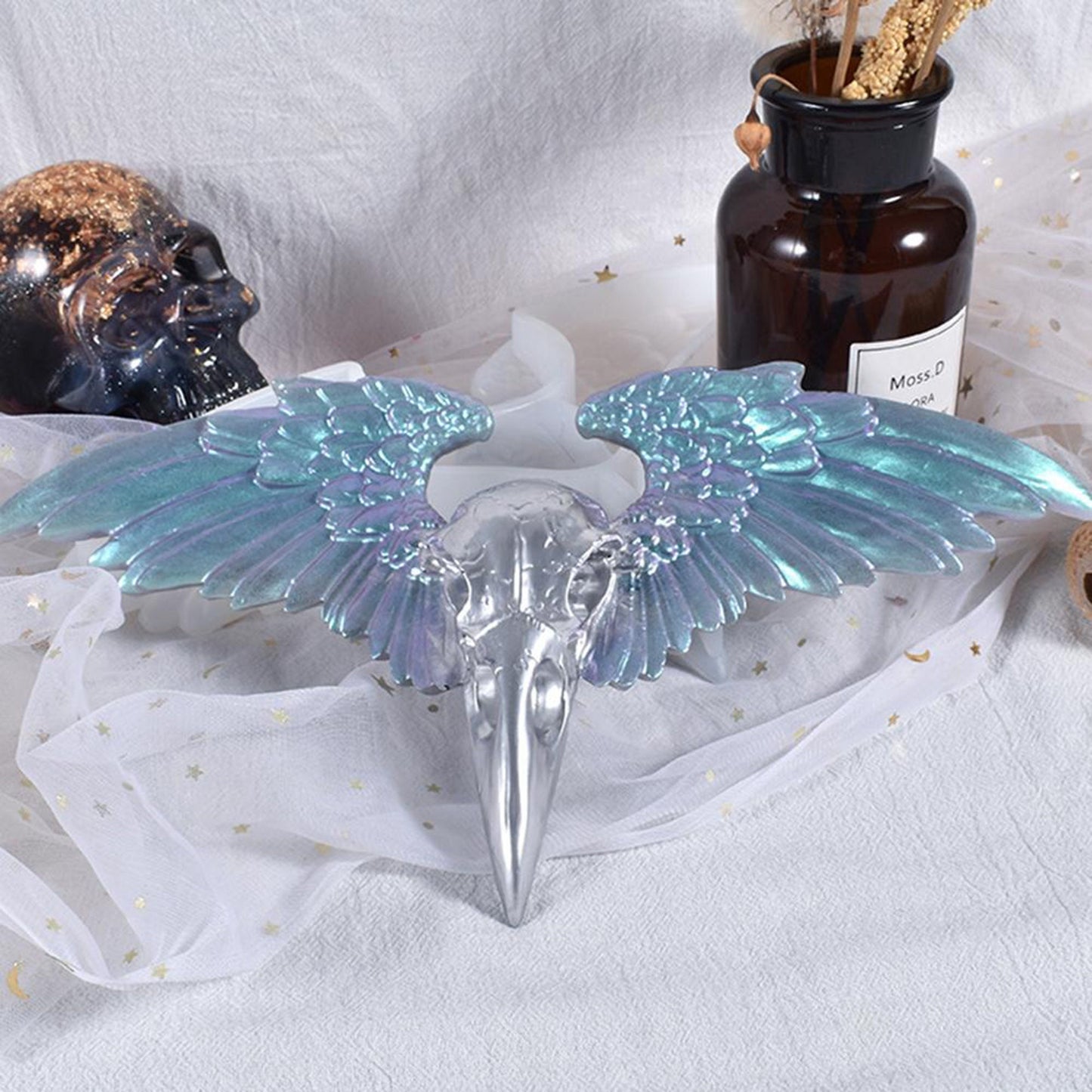 Bird Skull with Wings Resin Silicone Mould, Raven Skull Mold, Wings Mold, Crow Skull Epoxy Resin Art, Bird Skull Wallhanging, Resin Supplies