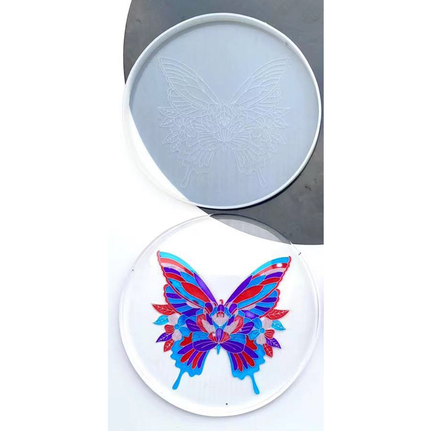 Butterfly Coaster Silicone Mould, Butterfly with Flowers Coaster Silicone Molds, Butterfly Cup Mat Silicone Mold, Coaster Silicone Moulds