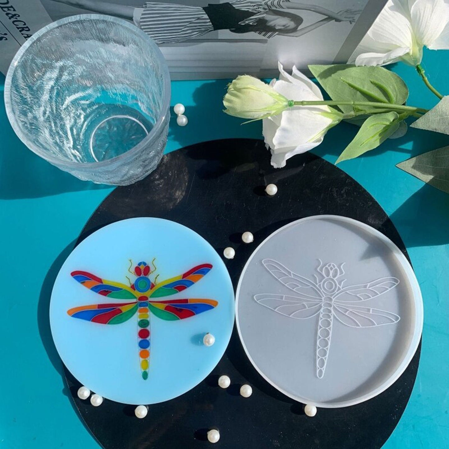 Dragonfly Coaster Silicone Mould, Dragonfly Coaster Silicone Molds, Dragonfly Cup Mat Silicone Mold, Dragonfly Coaster Mold, Resin Supplies