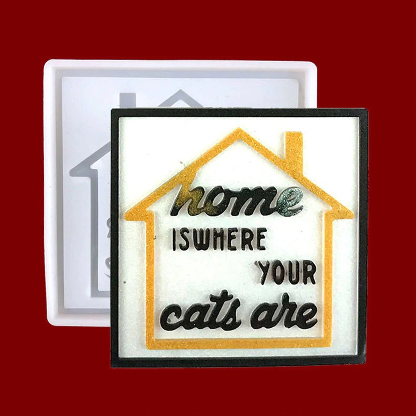 Home is where your cats are Silicone Mould, Small Door Sign Silicone Mold, Pet Epoxy Resin Silicone Mold, Cat Door Sign Wall Hanging Mold