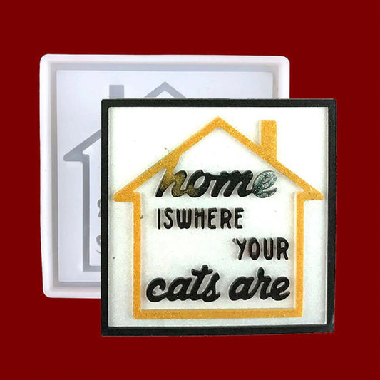 Home is where your cats are Silicone Mould, Small Door Sign Silicone Mold, Pet Epoxy Resin Silicone Mold, Cat Door Sign Wall Hanging Mold