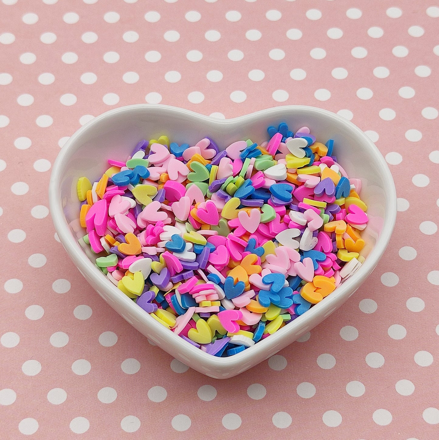 10g/20g Heart Mix Clay Fimo Slices, Colourful Hearts Resin Craft Supplies, Nail Art, Polymer Clay Slices, Slime Supplies