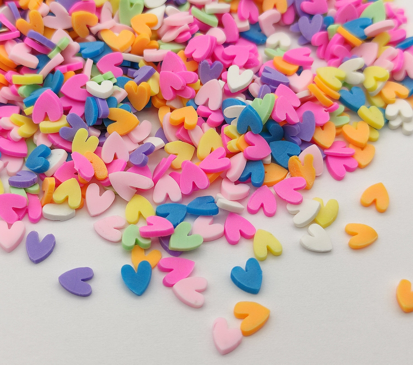 10g/20g Heart Mix Clay Fimo Slices, Colourful Hearts Resin Craft Supplies, Nail Art, Polymer Clay Slices, Slime Supplies