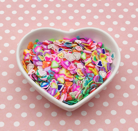 10g/20g Sweet Heart Mix Clay Fimo Slices, Hearts Resin Craft Supplies, Nail Art, Polymer Clay Slices, Slime Supplies, Resin Supplies