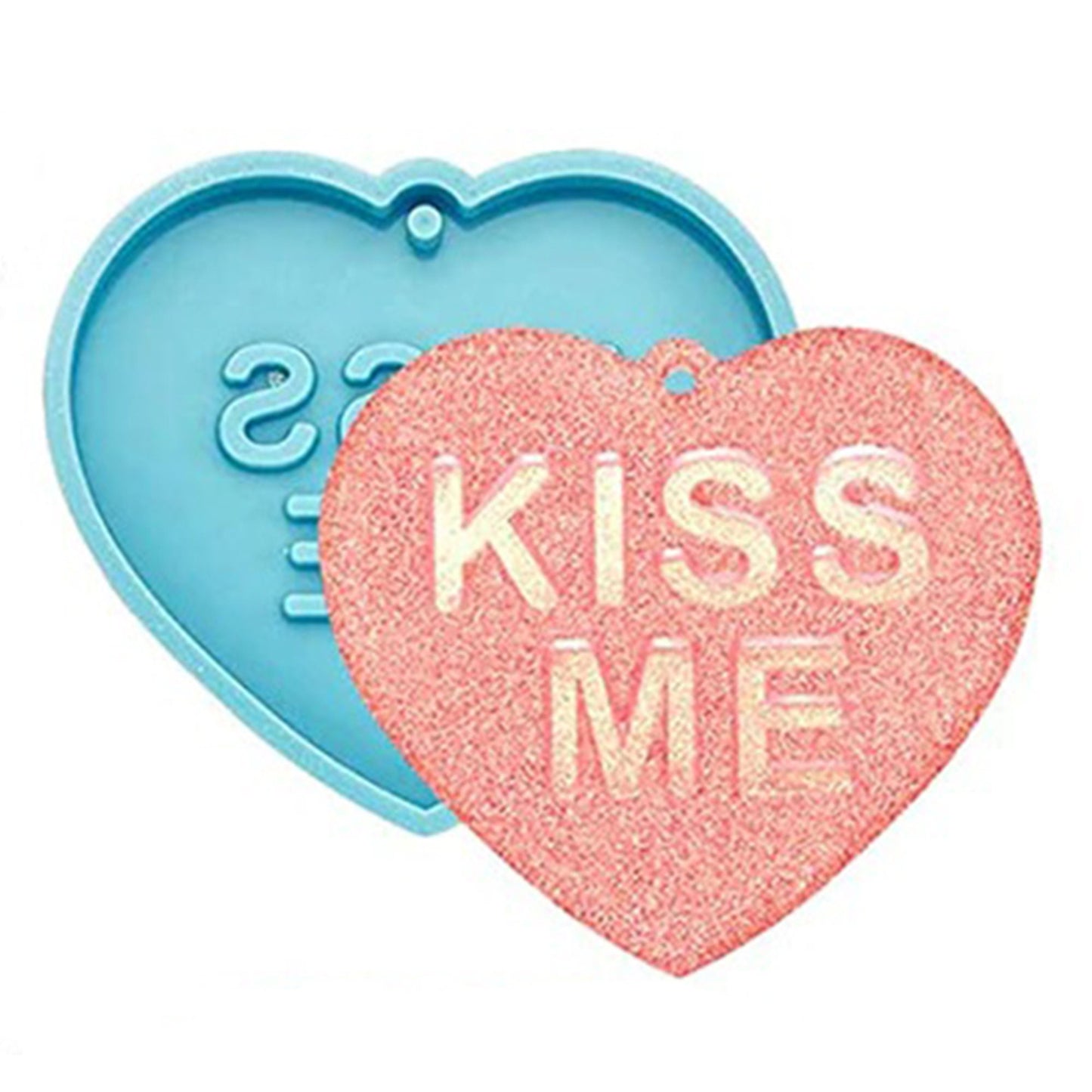 Kiss Me Heart Keychain Silicone Mould, Epoxy Resin Pendant Mold, Kiss Me Heart Mold, Polymer Clay Mold, Shiny Keyring Mold, Resin Supplies