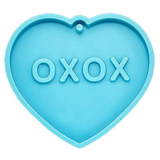 Heart Keychain Silicone Mould, Epoxy Resin Pendant Mold, XOXO Heart Mold, Polymer Clay Mold, Shiny Keyring Mold, Resin Supplies