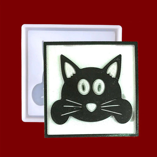 Cat Face Silicone Mould, Small Door Sign Silicone Mold, Pet Epoxy Resin Silicone Mold, Cat Head Door Sign Mold