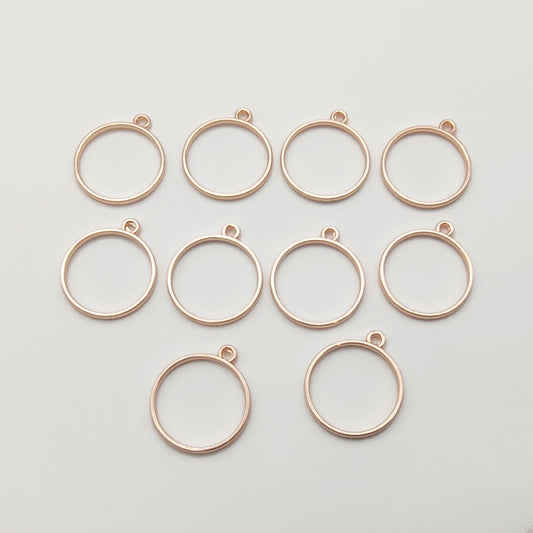 10 pcs Open Back Round Resin Bezel Jewellery pendant, Rose Gold Colour, Round UV Resin Open Back Bezel, Diameter 25mm